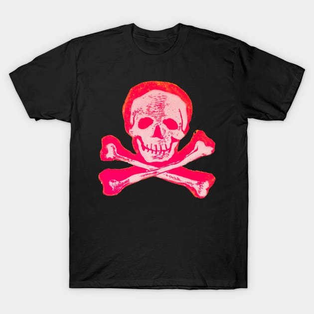 Skull & Crossbones in Sketchy Pink and White T-Shirt by callingtomorrow